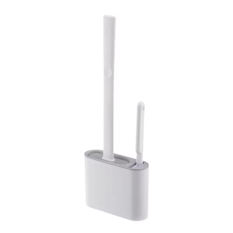 Wall Hanging Toilet Cleaning WC Brush Holder Long Handled Silicone Water Proof Quick Drying Soft Bristles Bathroom Accessories